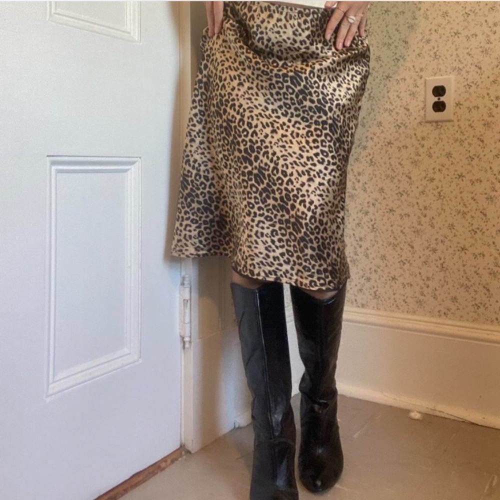 Vintage Silk Leopard Print Skirt